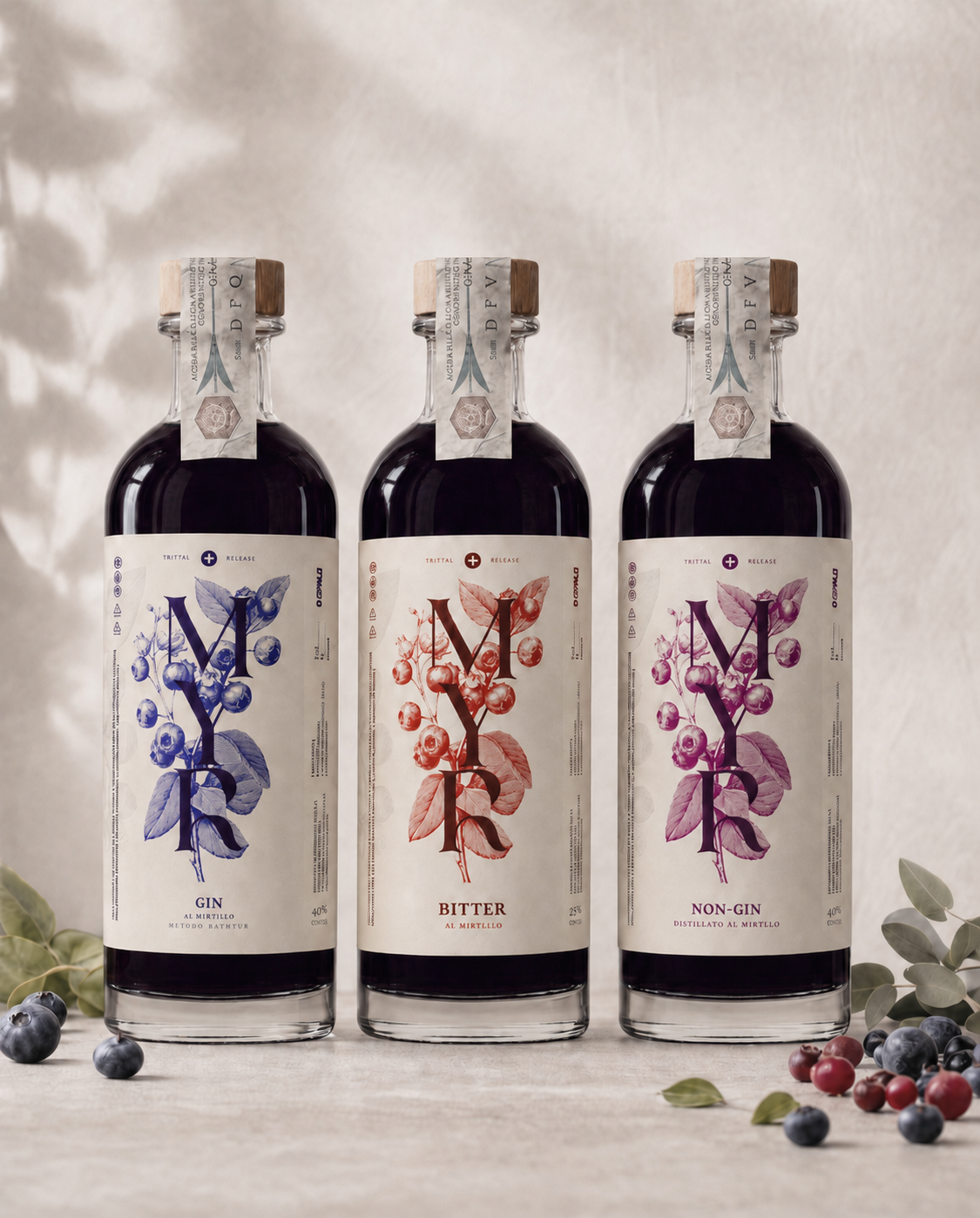 Le tre versioni di MYR: Gin, Bitter, Non-Gin